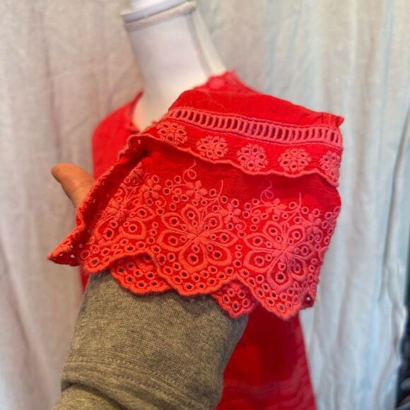 Johnny Was Bright Pink Pintuck Eyelet Tunic Size XS Boho Flowy - Picture 6 of 10